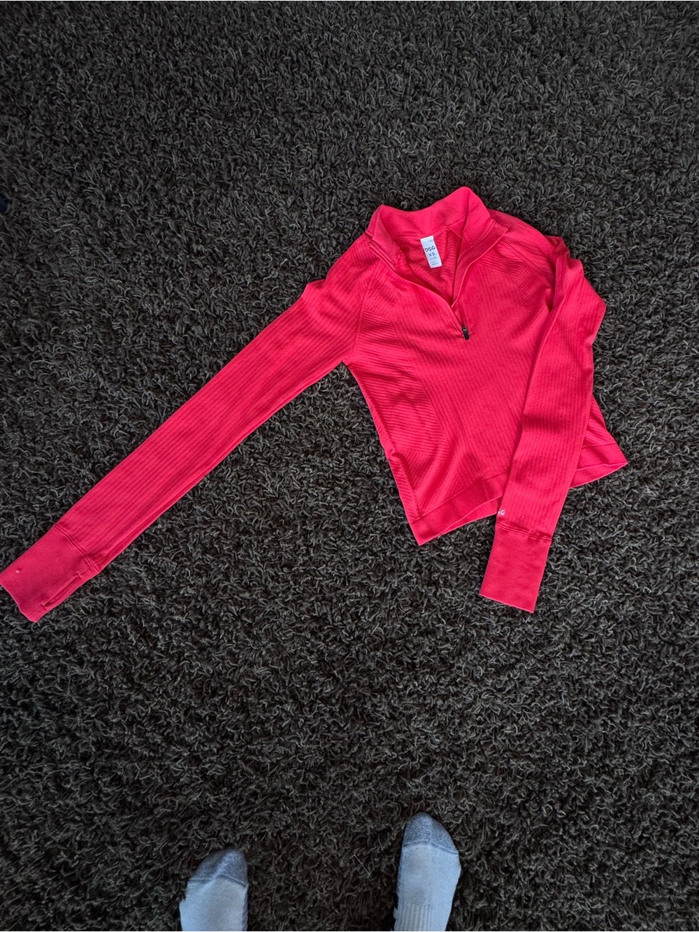 DSG Hot Pink Ribbed Half-Zip Muscle Tee